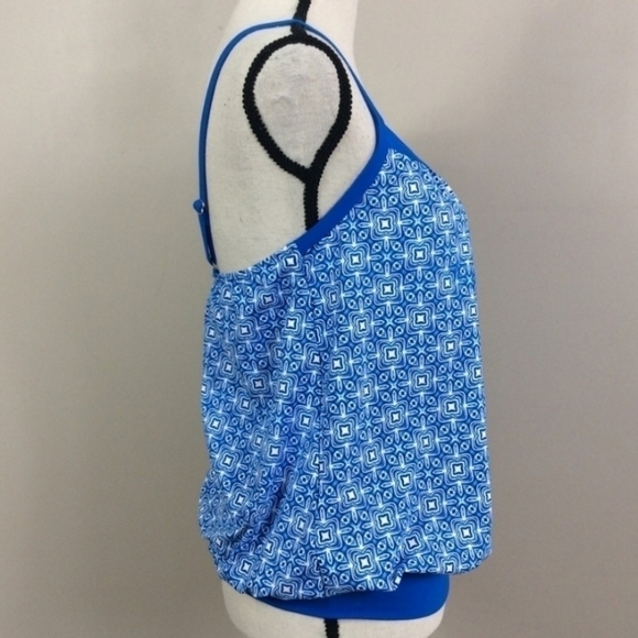Lands' End Blue And White Blouson Tummy Hiding Tankini Top Sz 4 NWOT - Picture 5 of 11